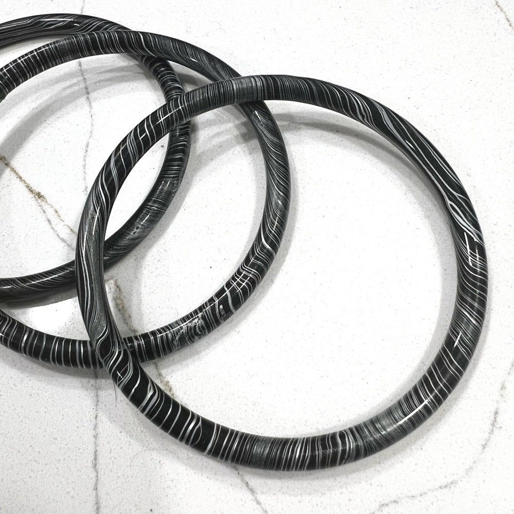 Black and White Bangle Bracelets - interesting style and design, set of 3